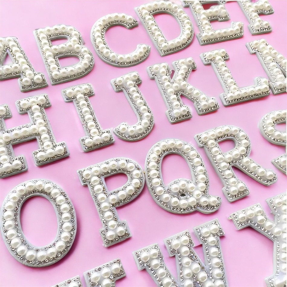 Rhinestone Pearl Embellished Iron On Letters